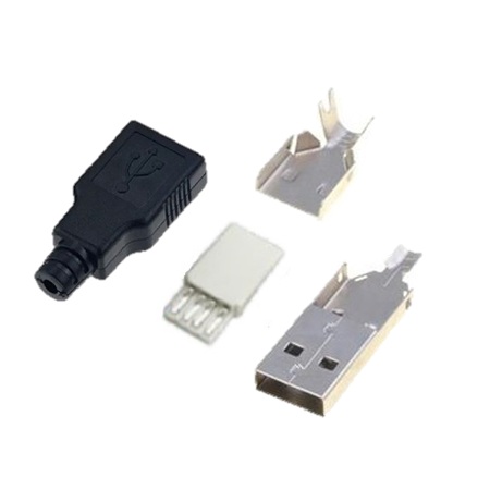 USB Conector aéreo USB macho negro con carcasa sellada